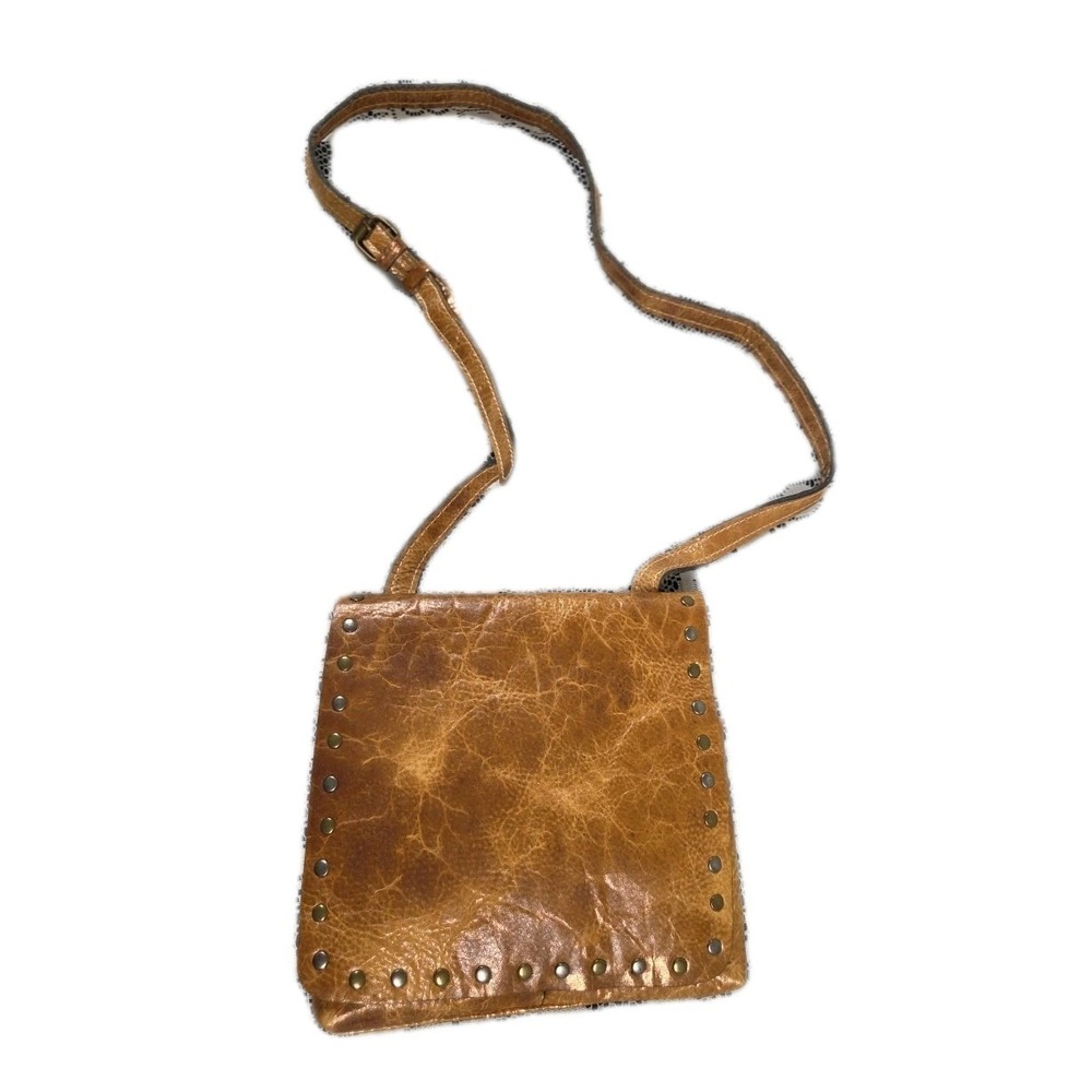 Patricia Nash Crossbody Bag Granada Distressed Gold Brown Leather Brass Studded